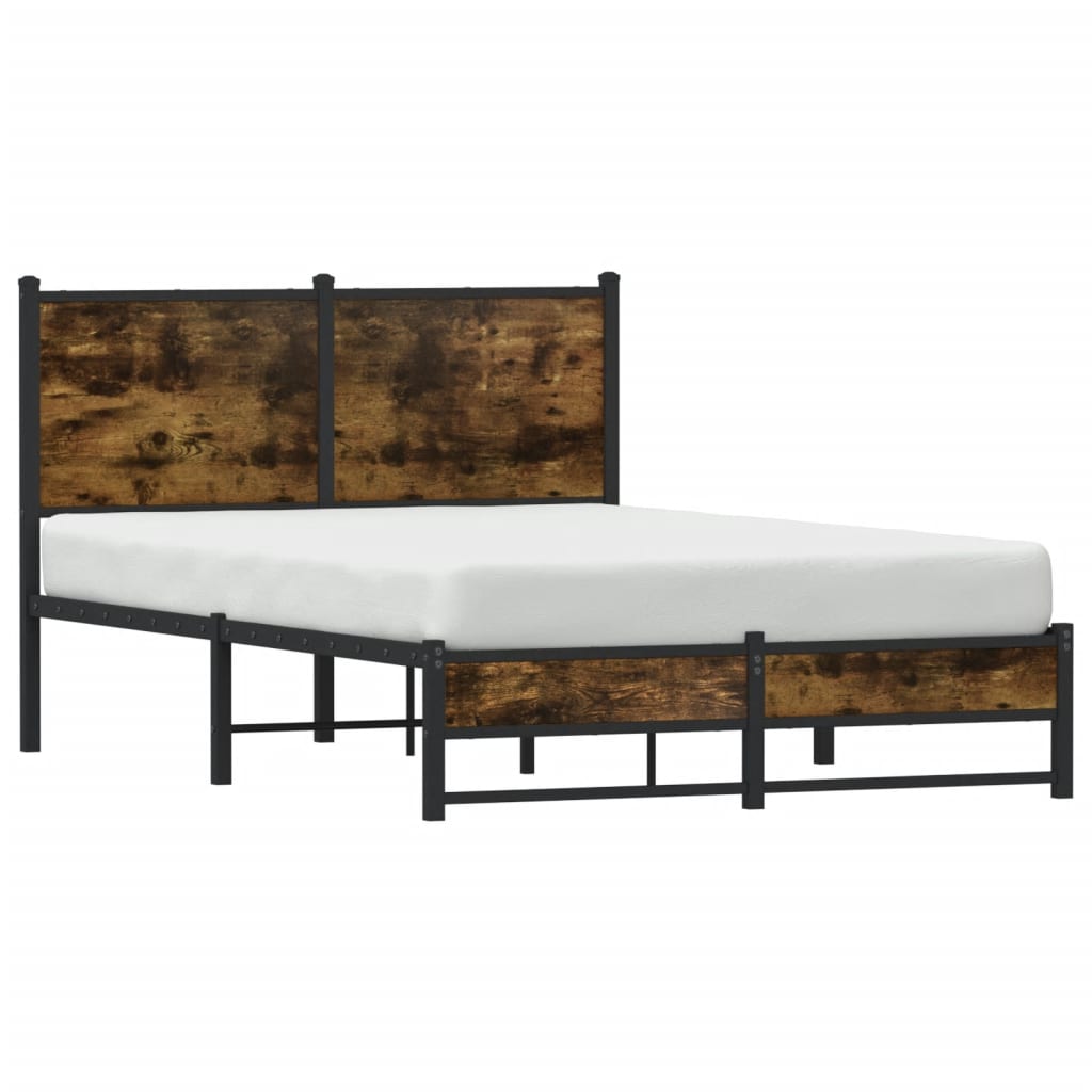 Metal Bed Frame without Mattress Smoked Oak 120x190 cm Small Double