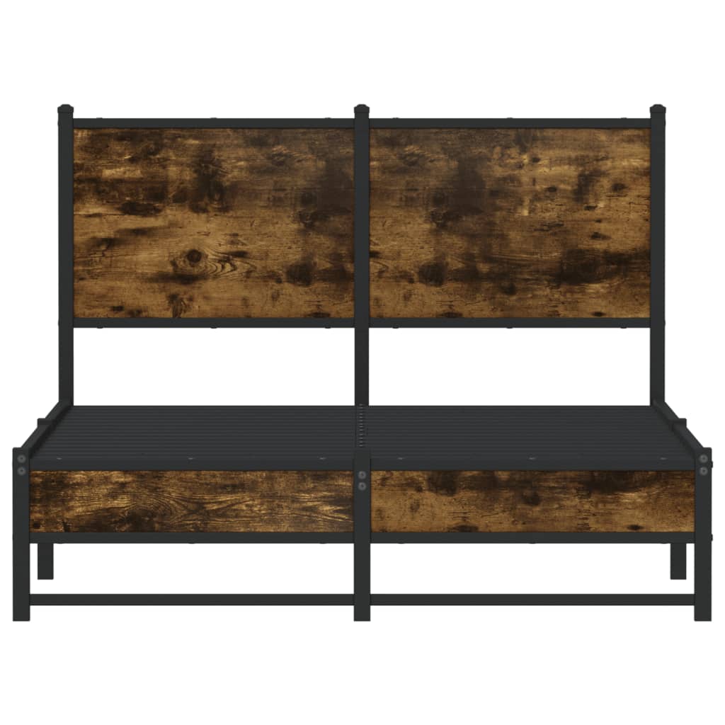 Metal Bed Frame without Mattress Smoked Oak 120x190 cm Small Double