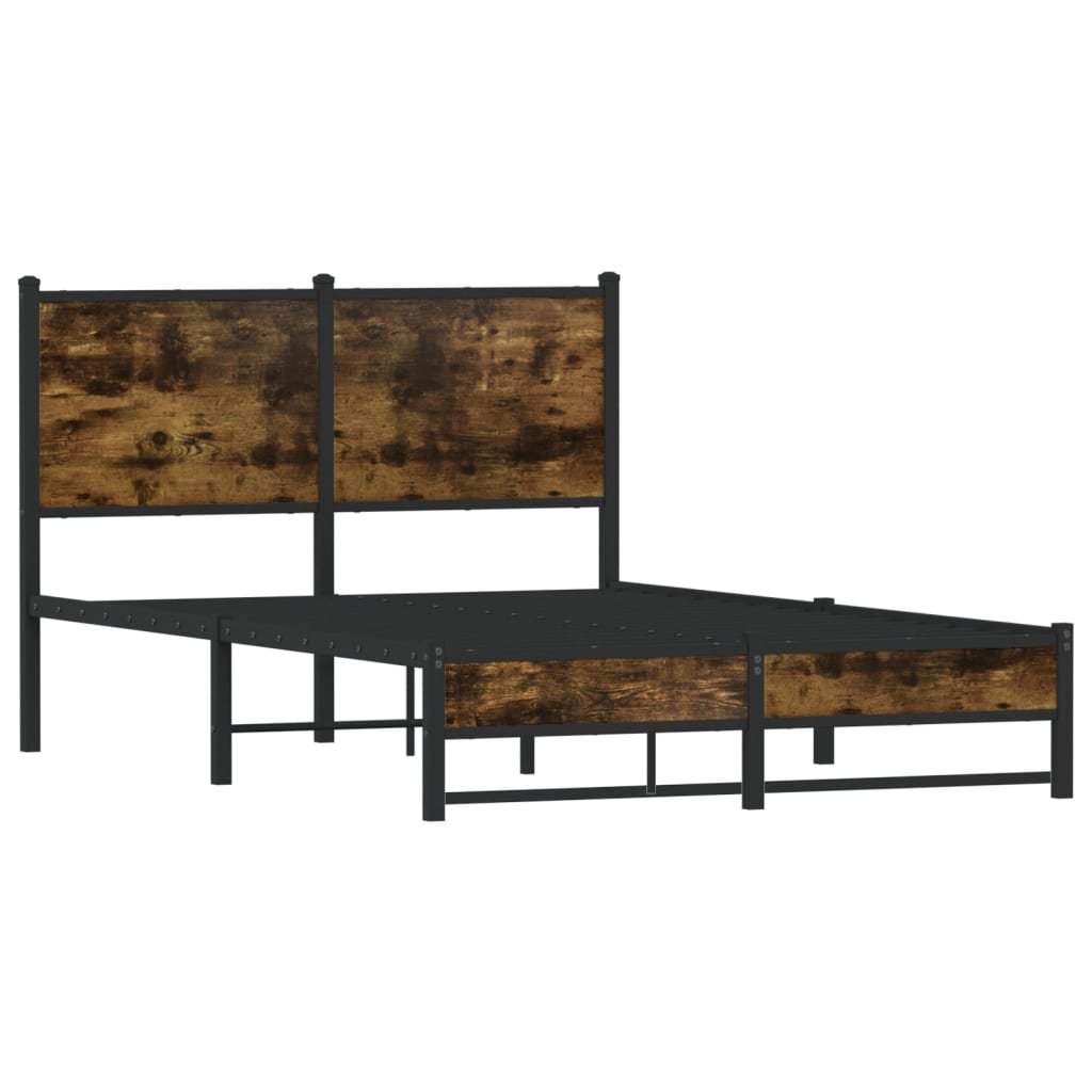 Metal Bed Frame without Mattress Smoked Oak 120x200 cm