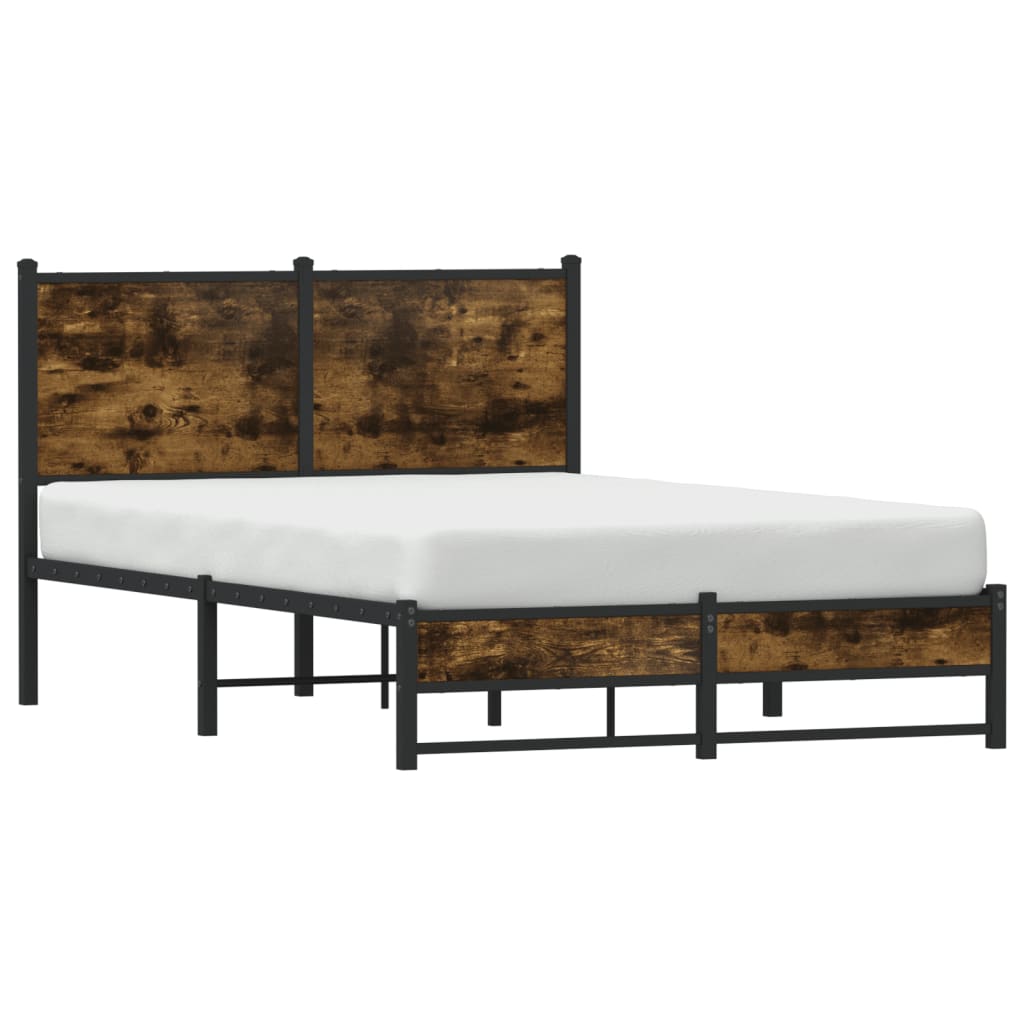 Metal Bed Frame without Mattress Smoked Oak 120x200 cm