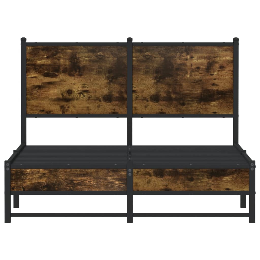 Metal Bed Frame without Mattress Smoked Oak 120x200 cm