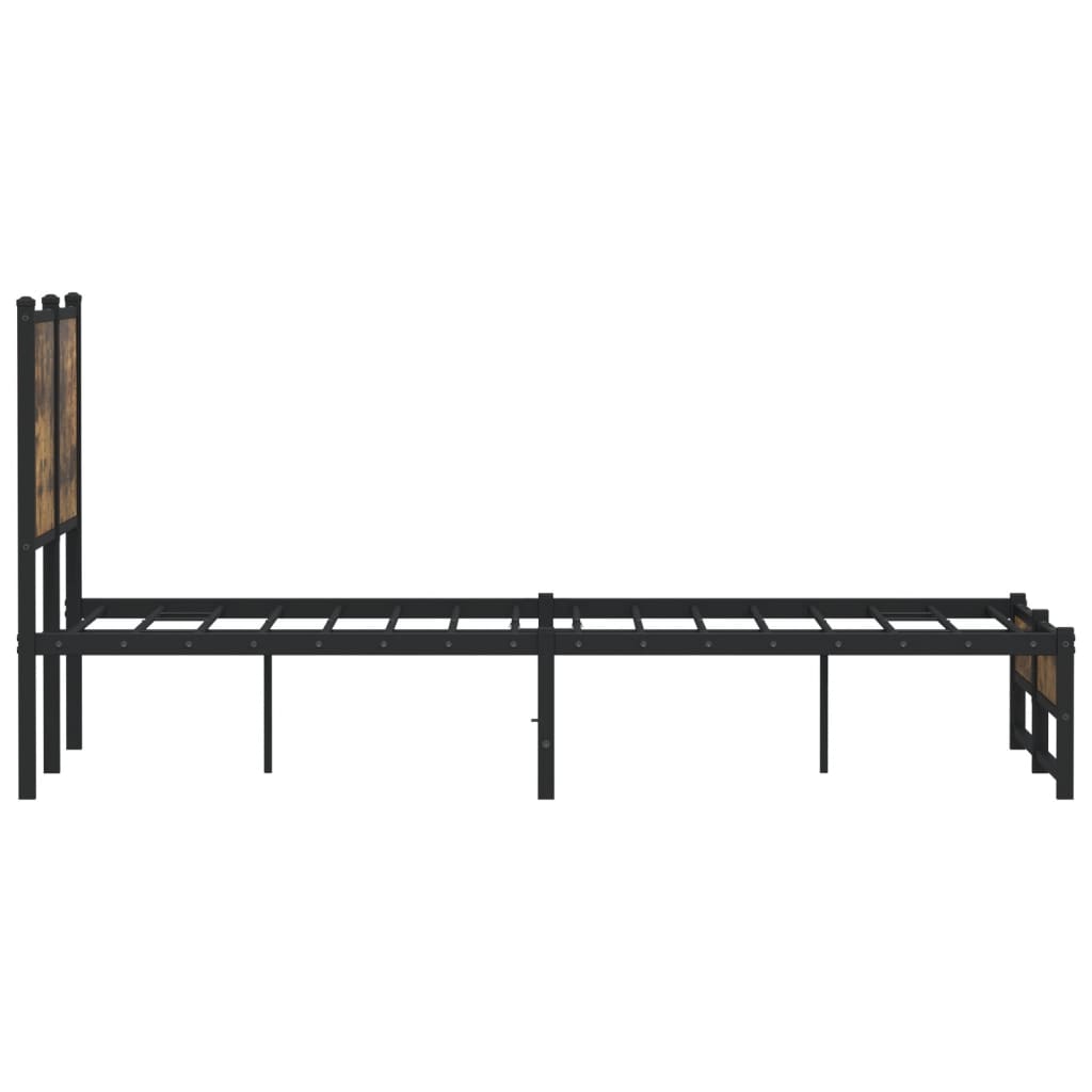 Metal Bed Frame without Mattress Smoked Oak 120x200 cm
