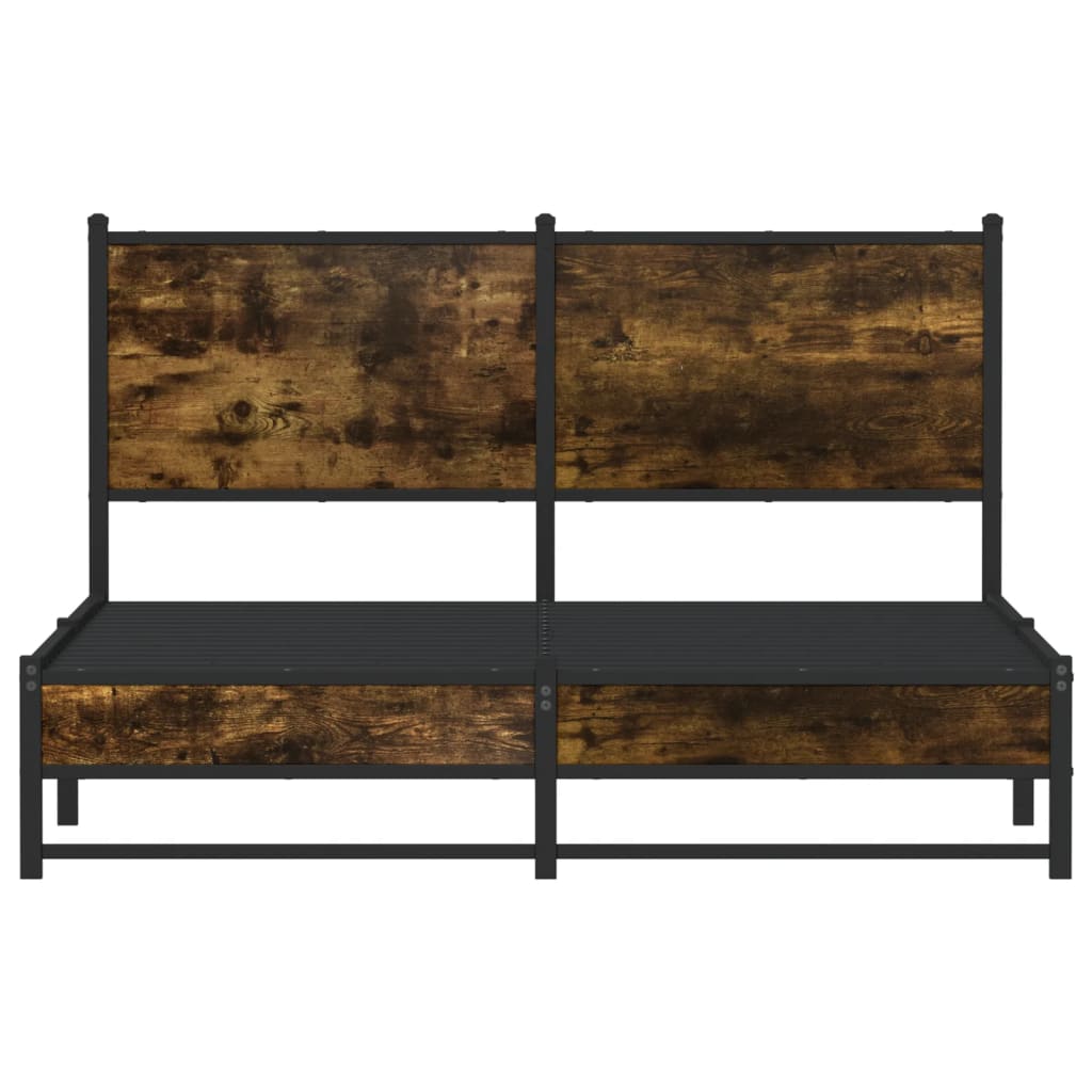 Metal Bed Frame without Mattress Smoked Oak 137x190 cm