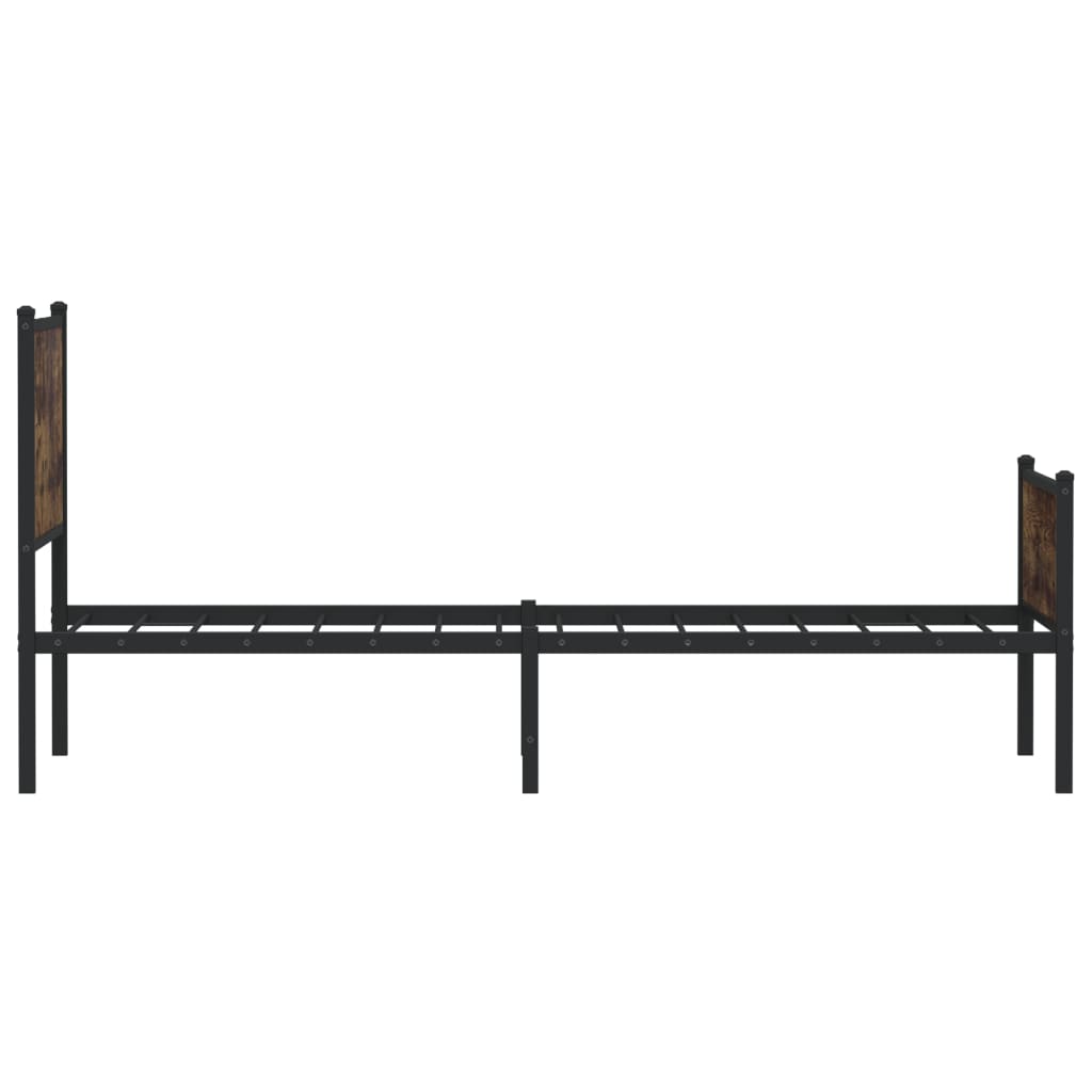 Metal Bed Frame without Mattress Smoked Oak 80x200 cm