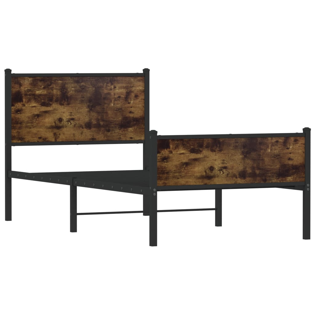 Metal Bed Frame without Mattress Smoked Oak 90x200 cm