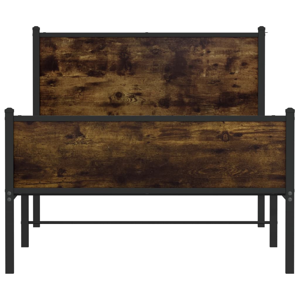 Metal Bed Frame without Mattress Smoked Oak 100x190 cm