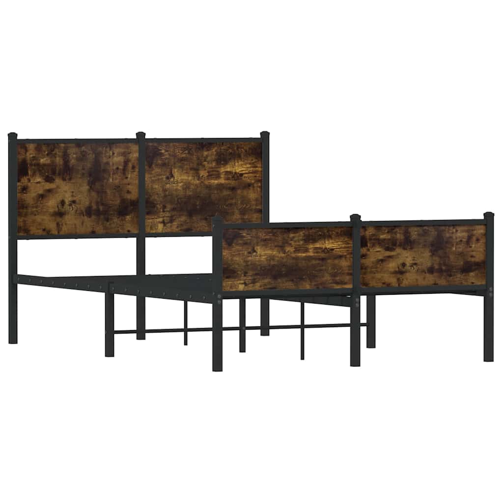 Metal Bed Frame without Mattress Smoked Oak 120x190 cm Small Double