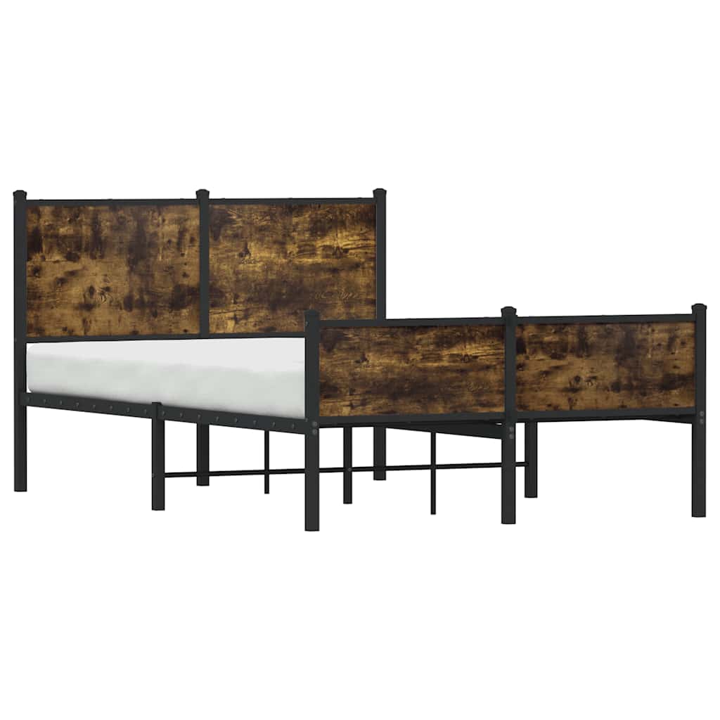 Metal Bed Frame without Mattress Smoked Oak 120x190 cm Small Double