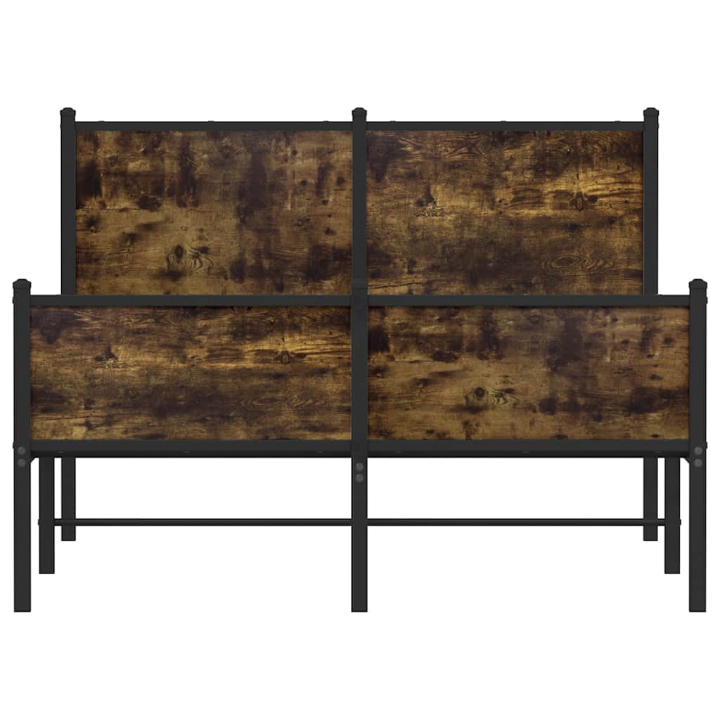 Metal Bed Frame without Mattress Smoked Oak 120x190 cm Small Double
