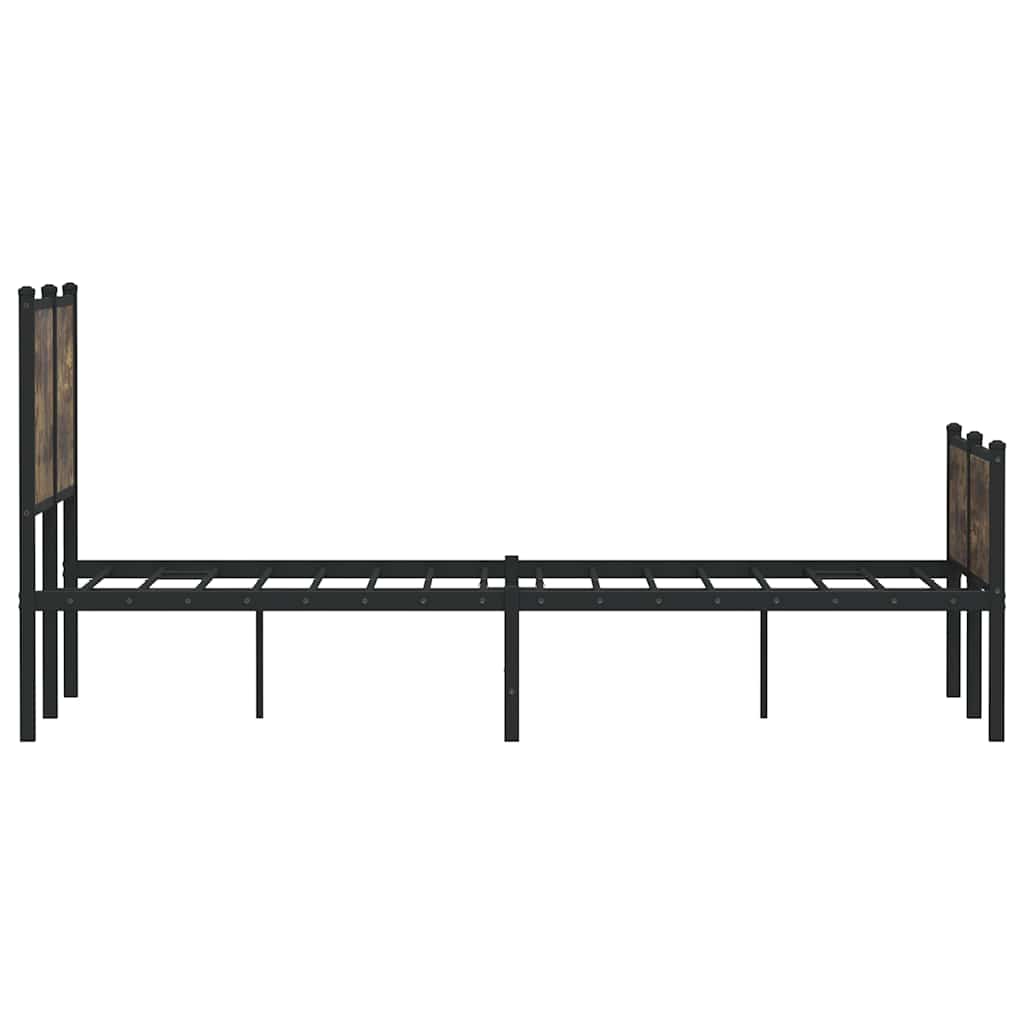 Metal Bed Frame without Mattress Smoked Oak 120x200 cm