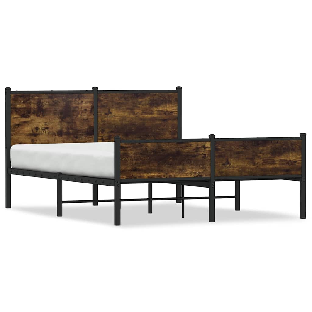 Metal Bed Frame without Mattress Smoked Oak 137x190 cm