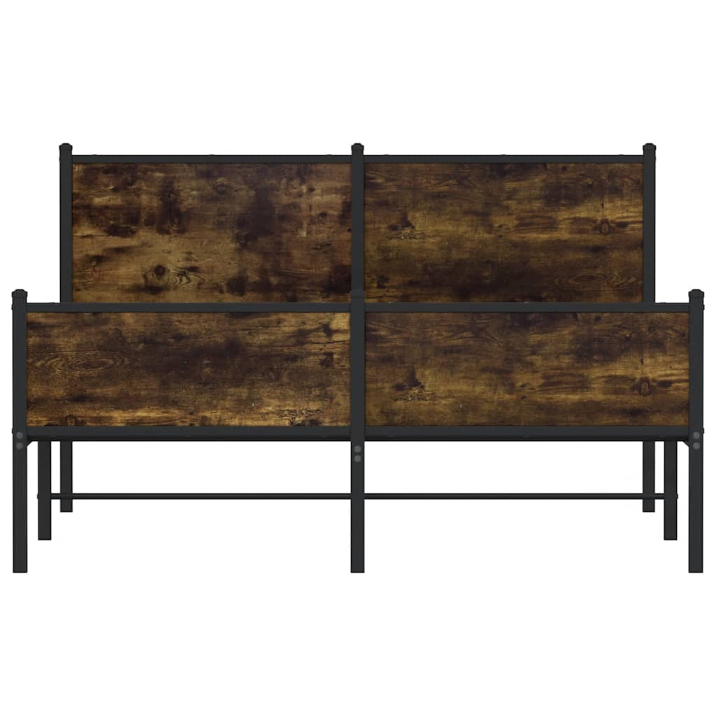 Metal Bed Frame without Mattress Smoked Oak 137x190 cm