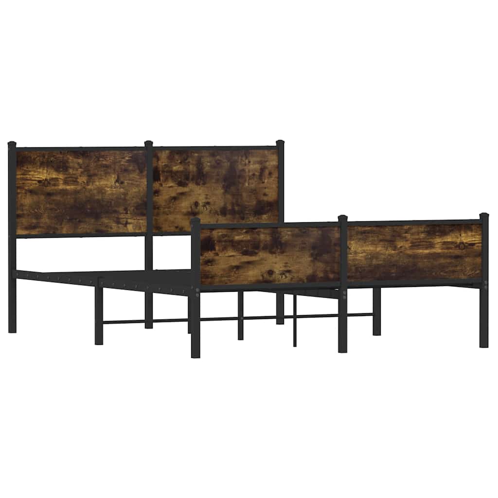 Metal Bed Frame without Mattress Smoked Oak 140x190 cm