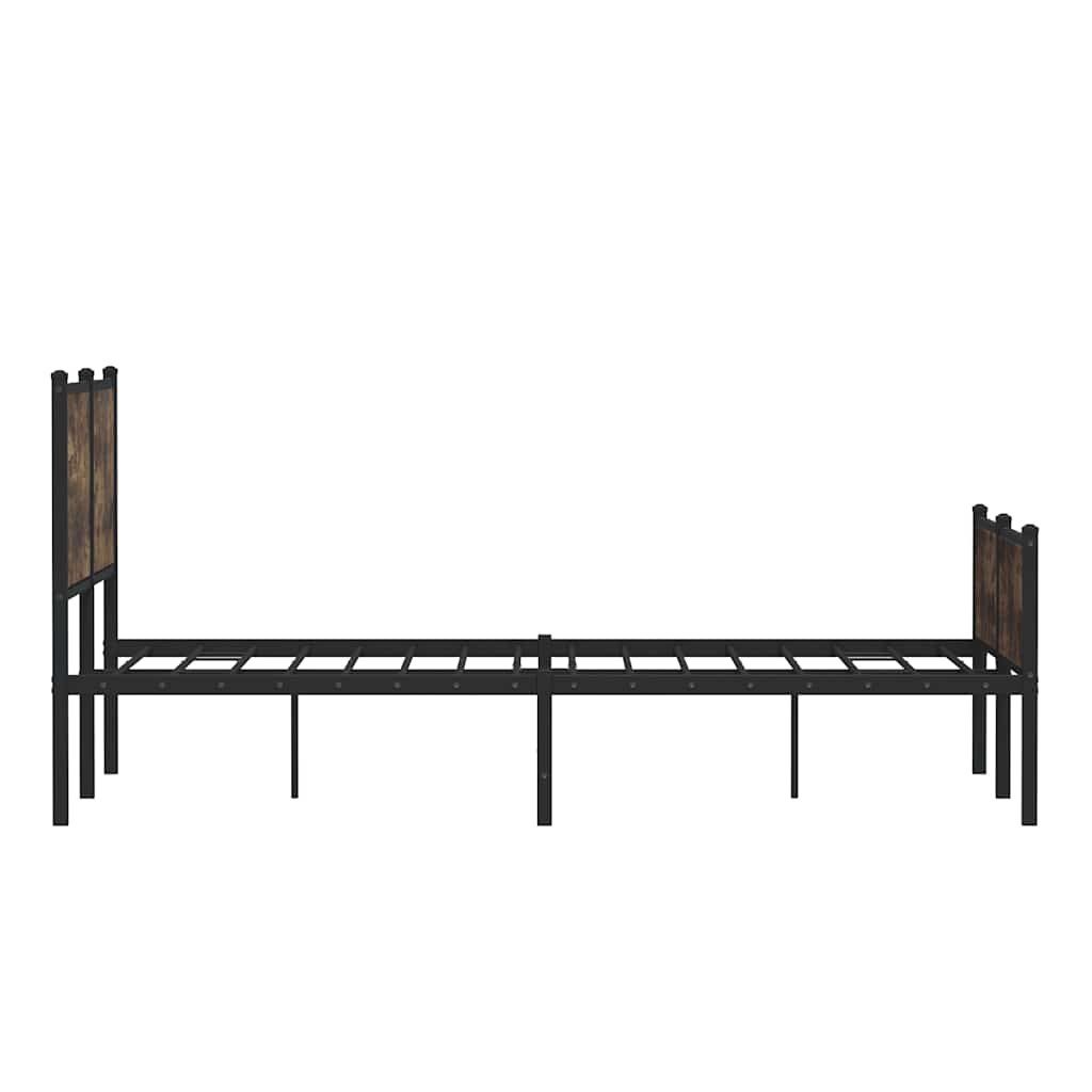 Metal Bed Frame without Mattress Smoked Oak 140x200 cm