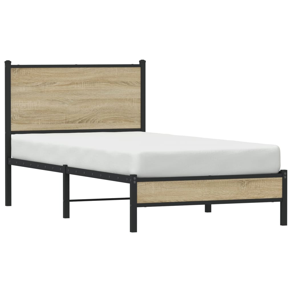 Metal Bed Frame without Mattress Sonoma Oak 80x200 cm