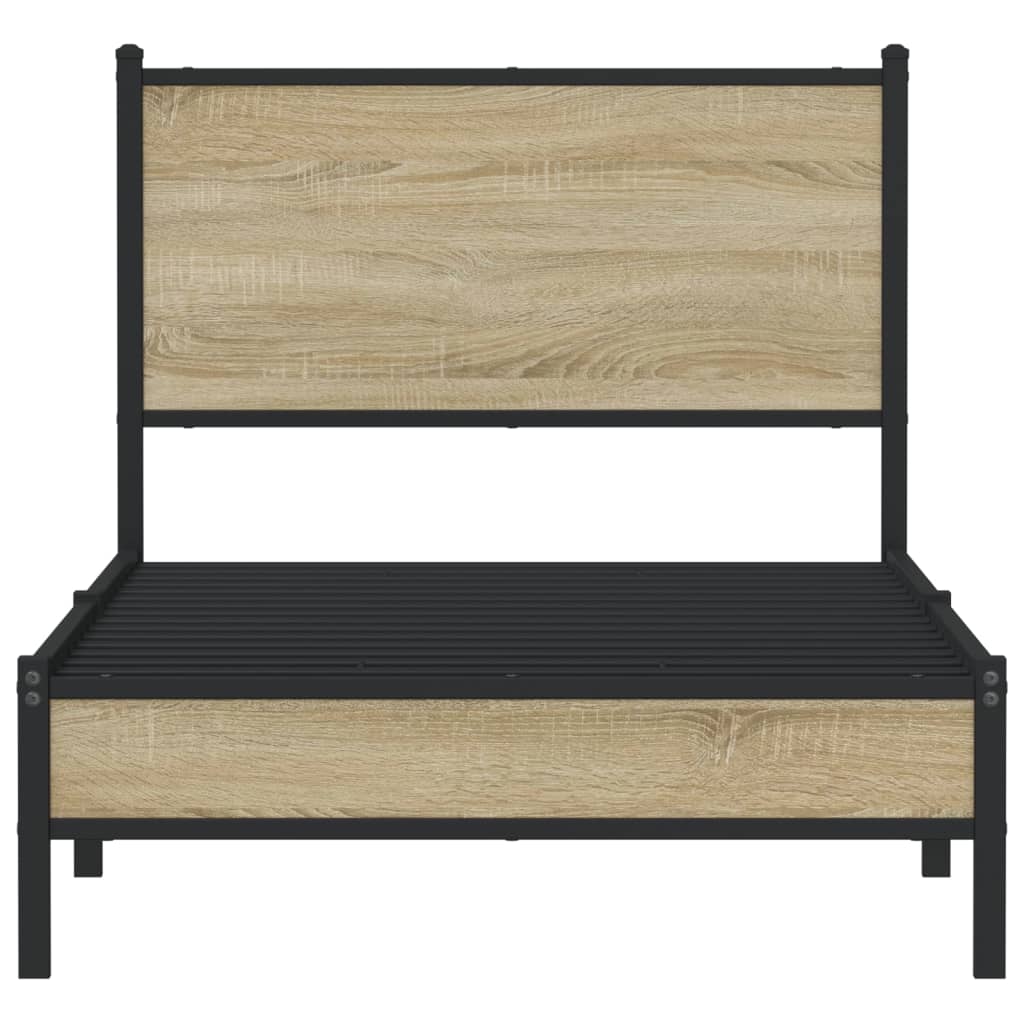 Metal Bed Frame without Mattress Sonoma Oak 80x200 cm
