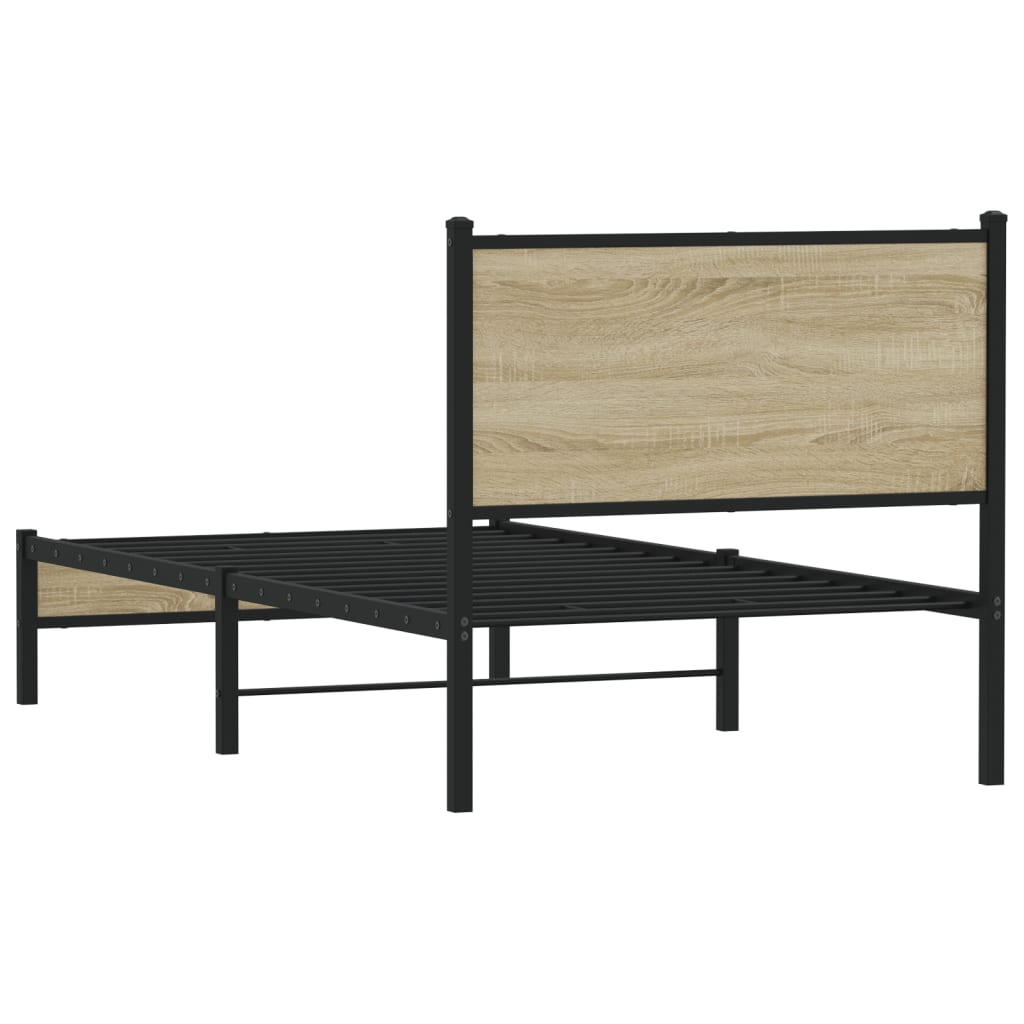 Metal Bed Frame without Mattress Sonoma Oak 80x200 cm