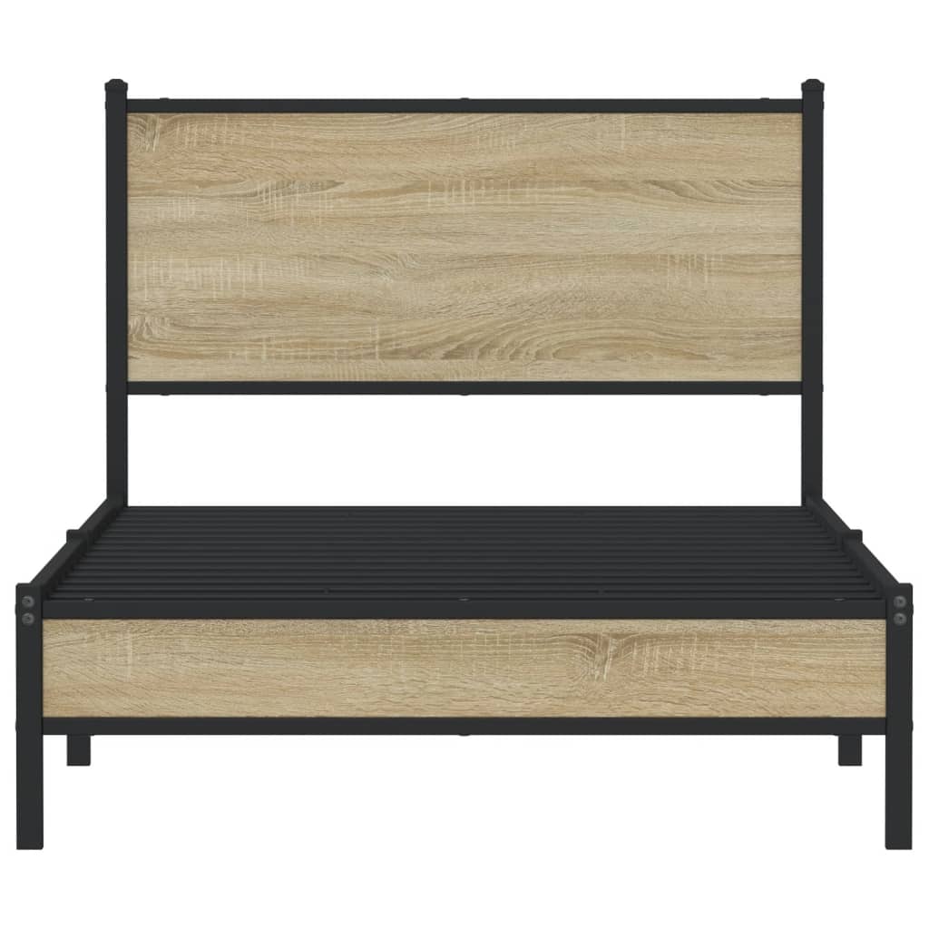 Metal Bed Frame without Mattress Sonoma Oak 100x200 cm