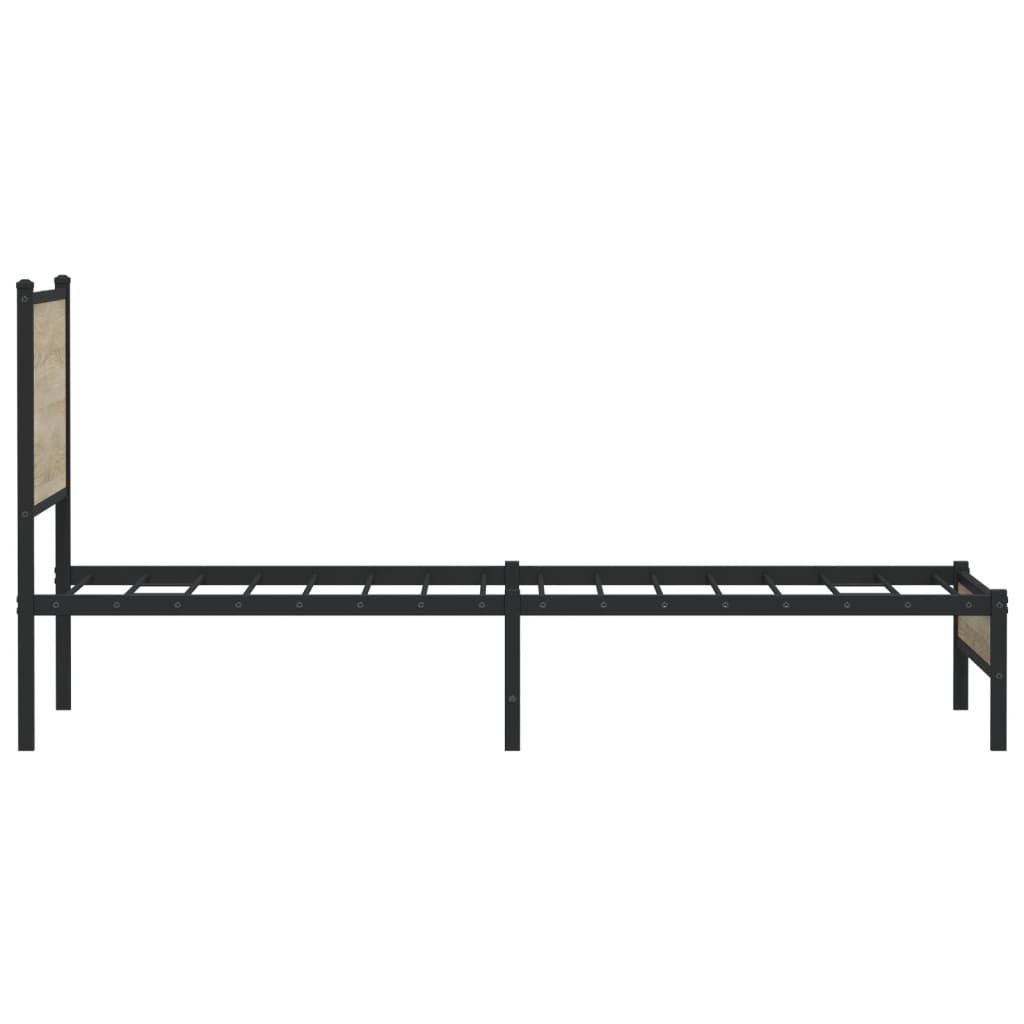 Metal Bed Frame without Mattress Sonoma Oak 100x200 cm