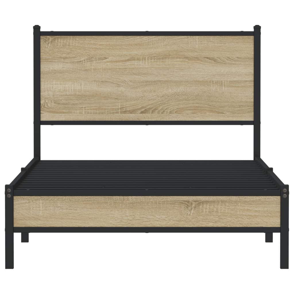 Metal Bed Frame without Mattress Sonoma Oak 107x203 cm