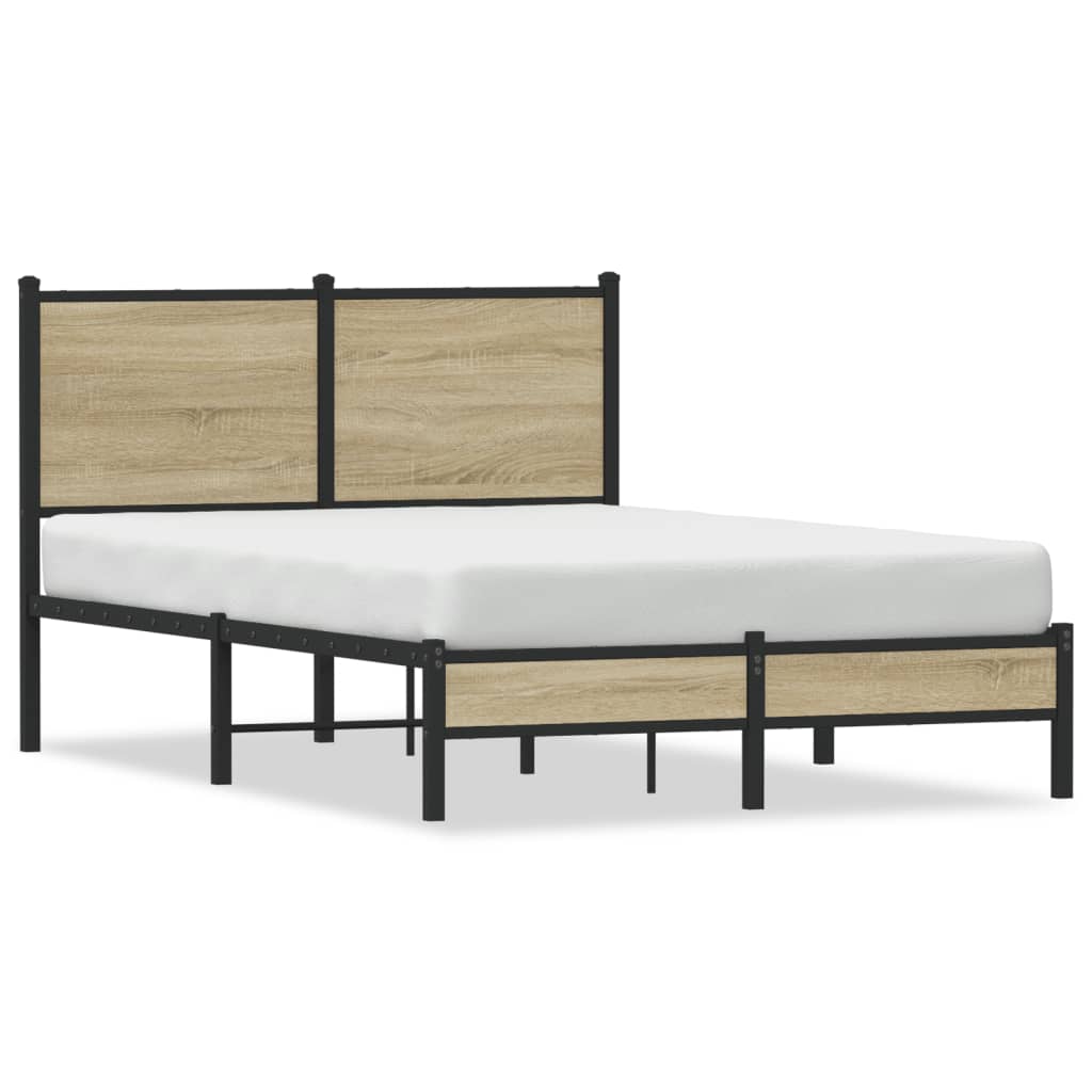 Metal Bed Frame without Mattress Sonoma Oak 120x200 cm