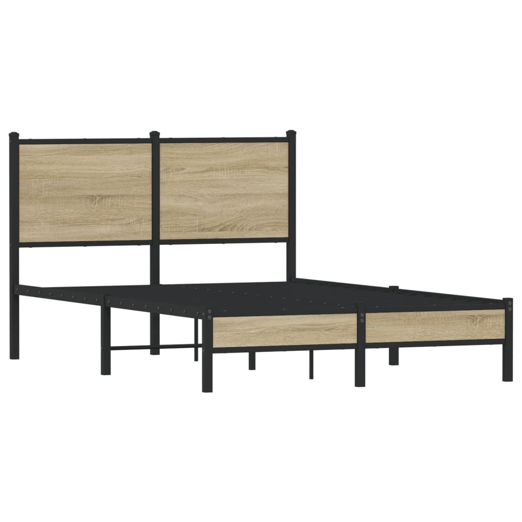 Metal Bed Frame without Mattress Sonoma Oak 120x200 cm