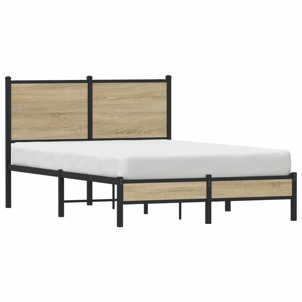 Metal Bed Frame without Mattress Sonoma Oak 120x200 cm