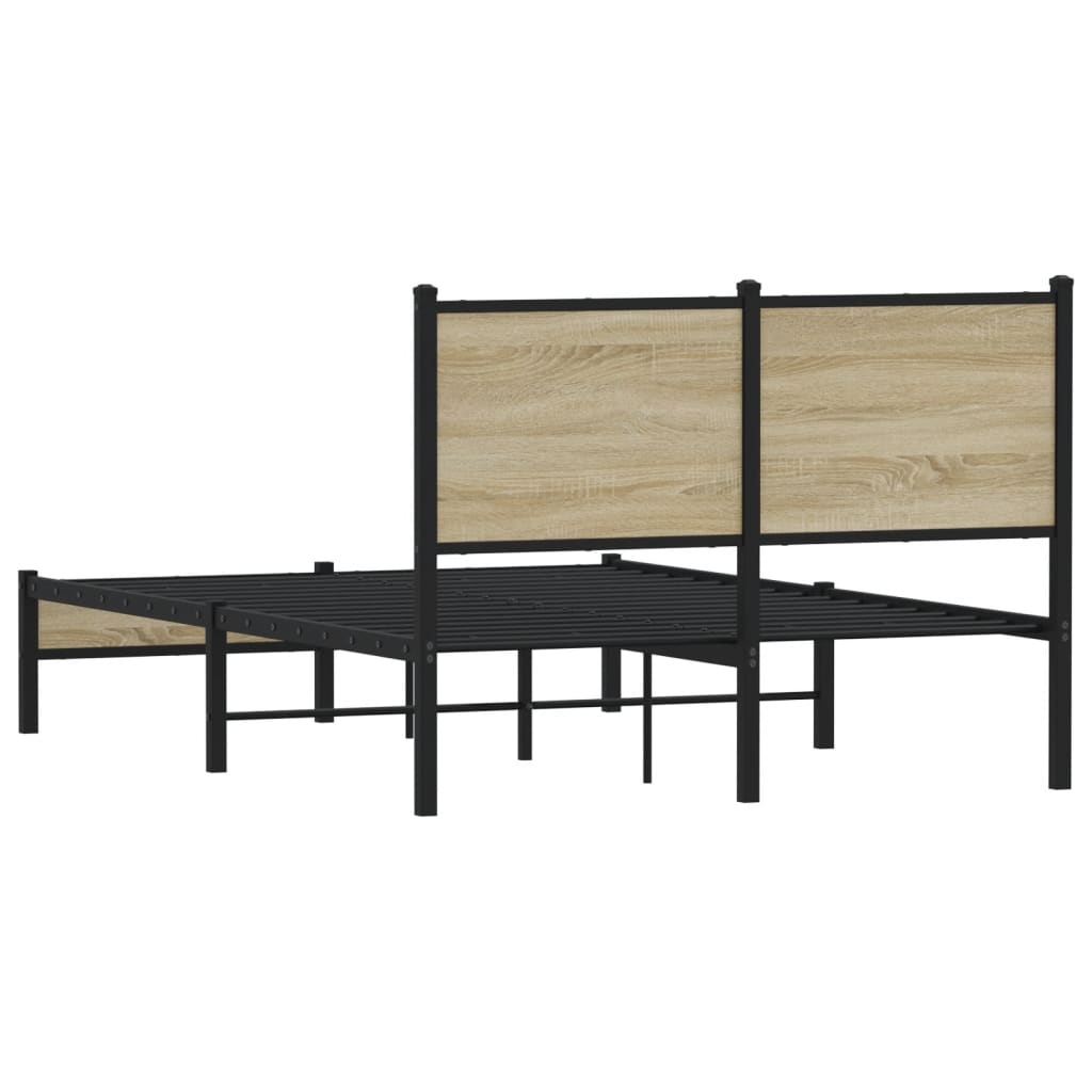 Metal Bed Frame without Mattress Sonoma Oak 120x200 cm