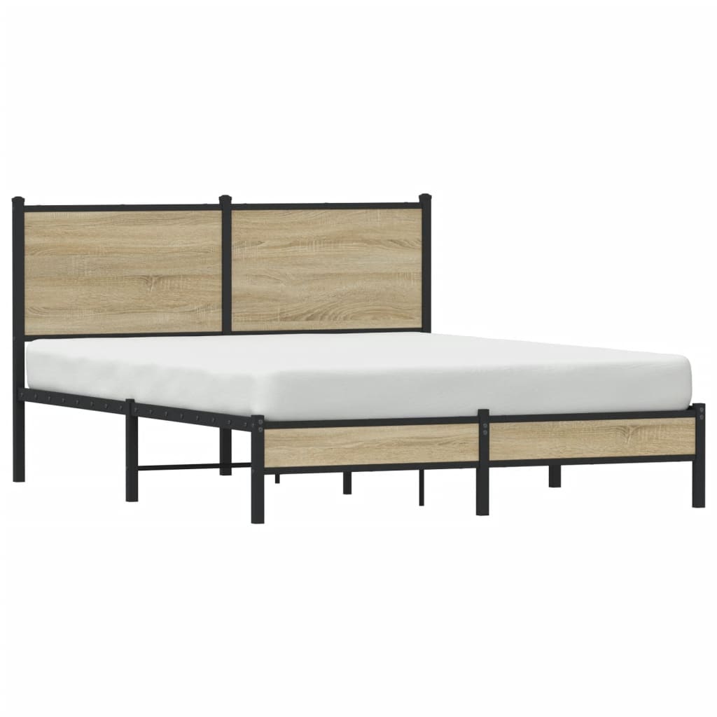 Metal Bed Frame without Mattress Sonoma Oak 140x200 cm