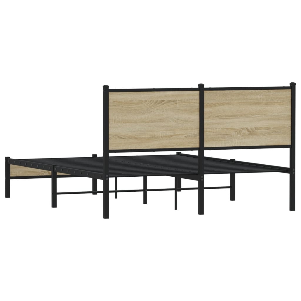Metal Bed Frame without Mattress Sonoma Oak 140x200 cm