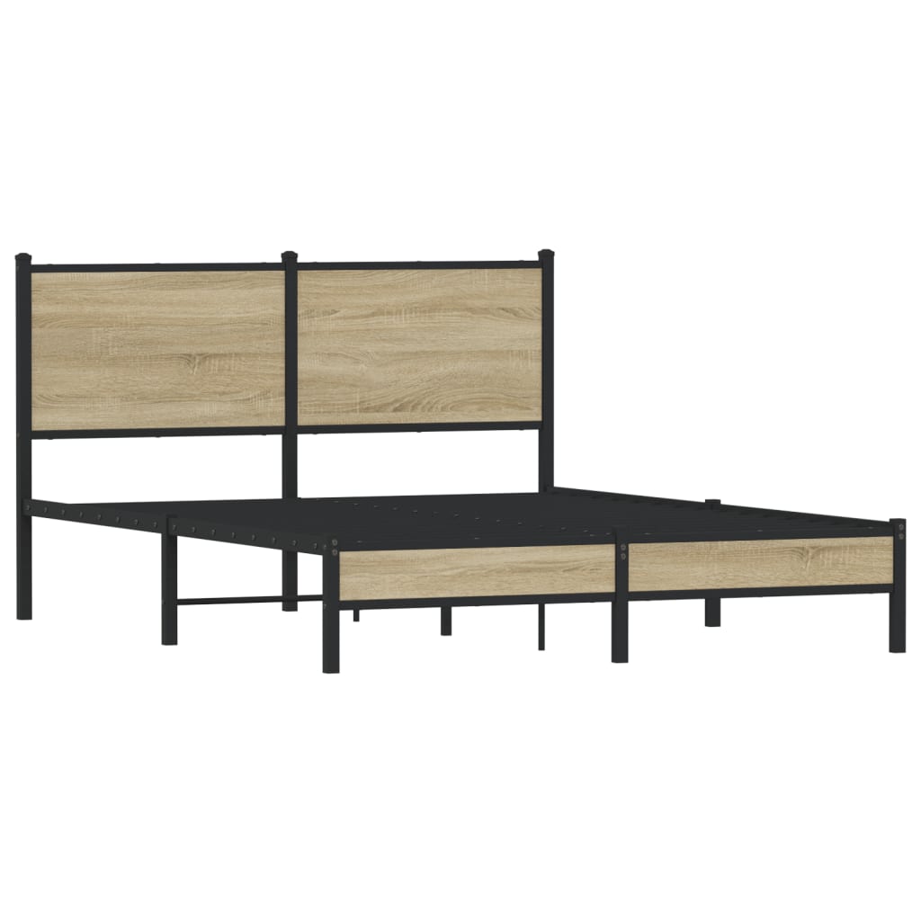 Metal Bed Frame without Mattress Sonoma Oak 150x200 cm King Size