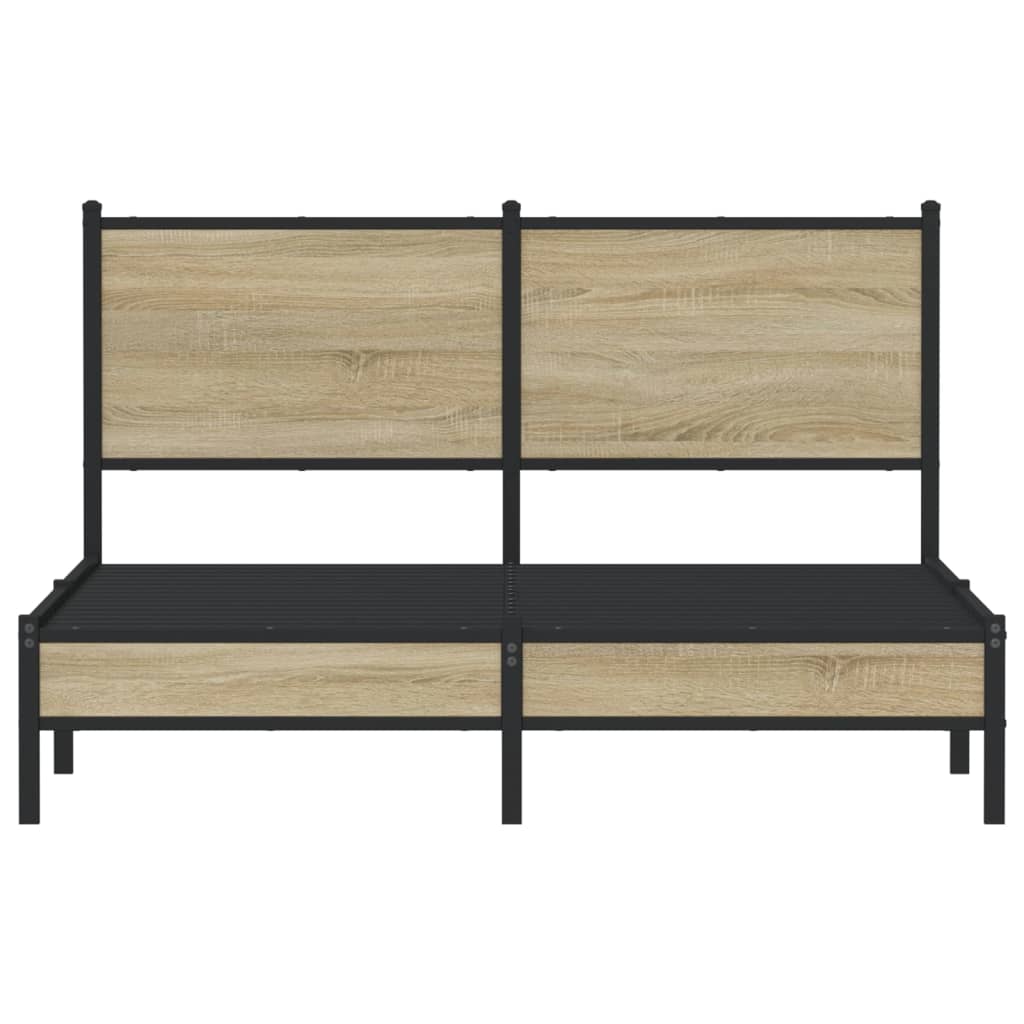 Metal Bed Frame without Mattress Sonoma Oak 150x200 cm King Size