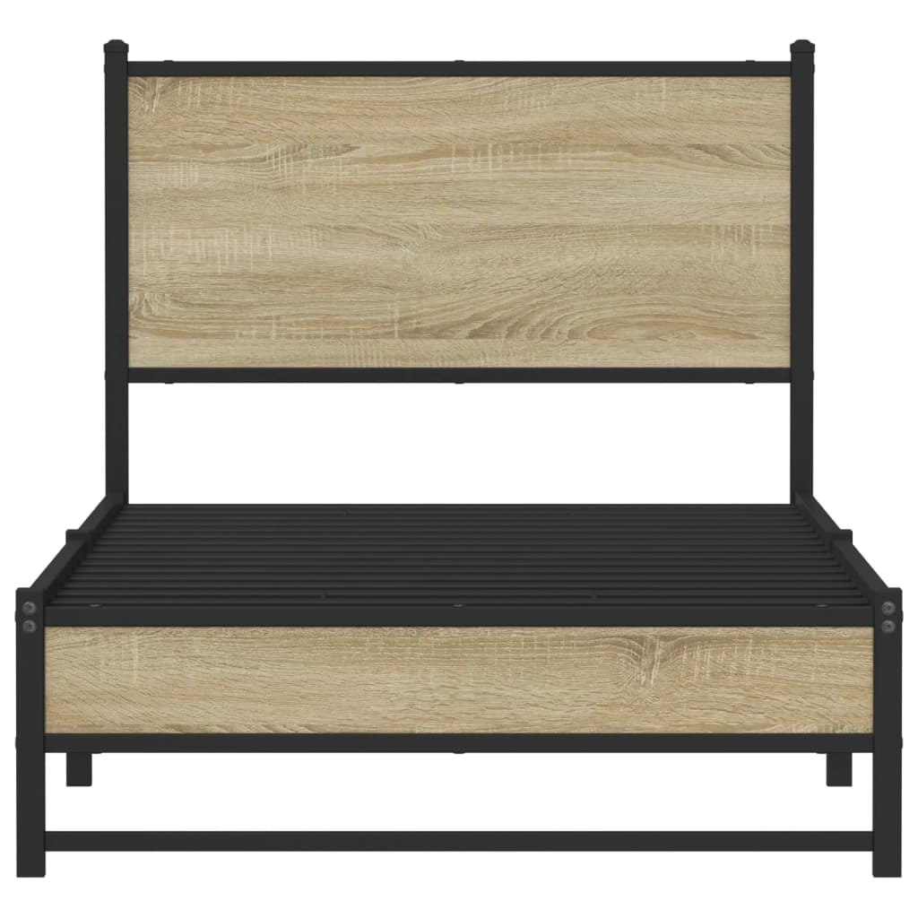 Metal Bed Frame without Mattress Sonoma Oak 75x190 cm Small Single