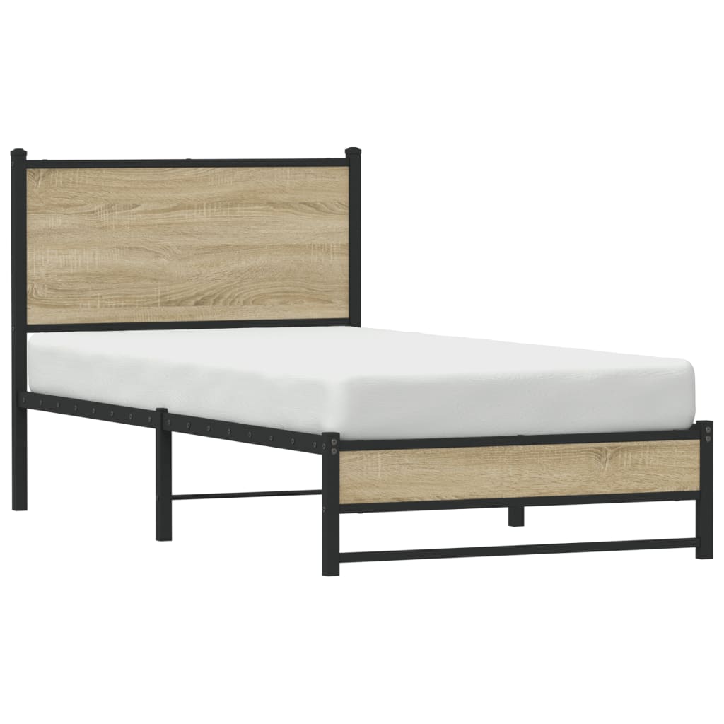 Metal Bed Frame without Mattress Sonoma Oak 80x200 cm