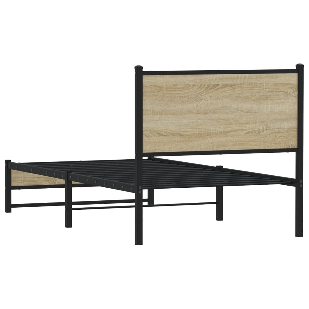 Metal Bed Frame without Mattress Sonoma Oak 80x200 cm