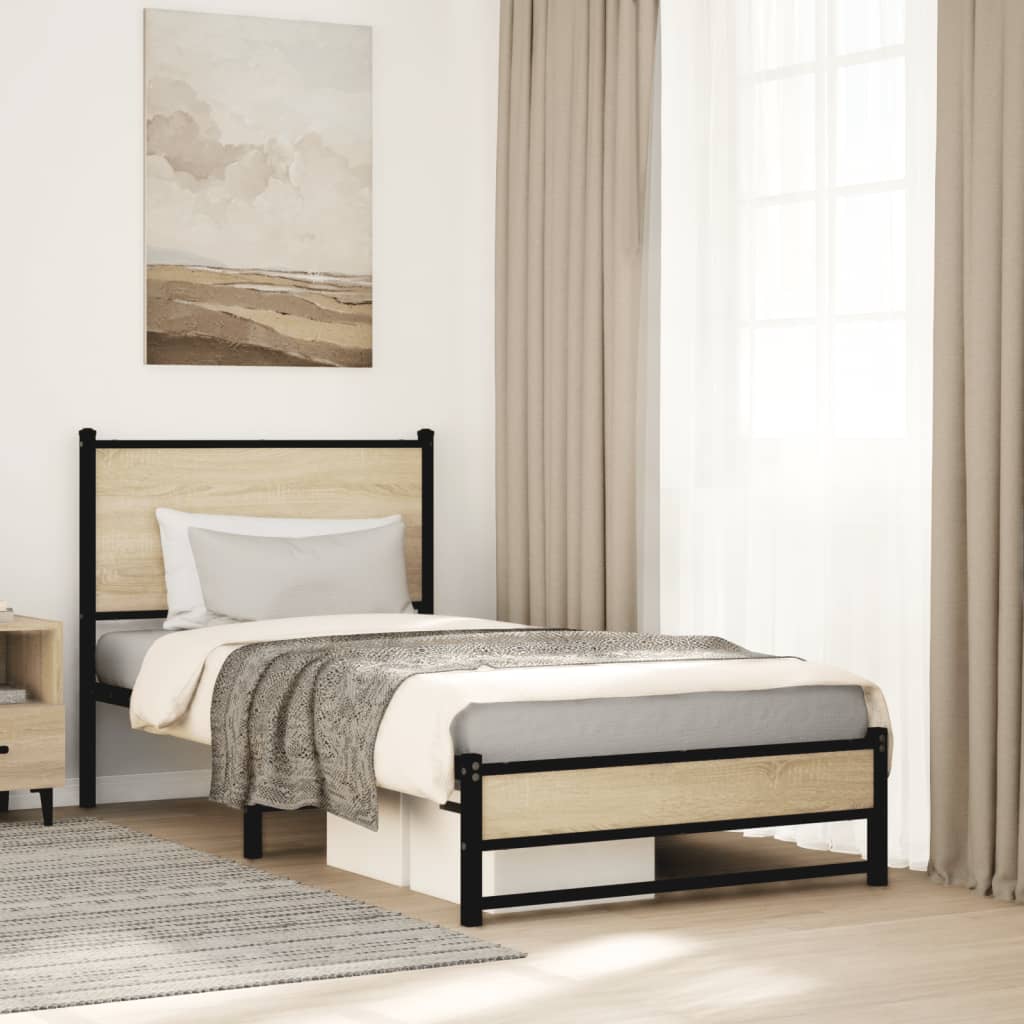 Metal Bed Frame without Mattress Sonoma Oak 80x200 cm