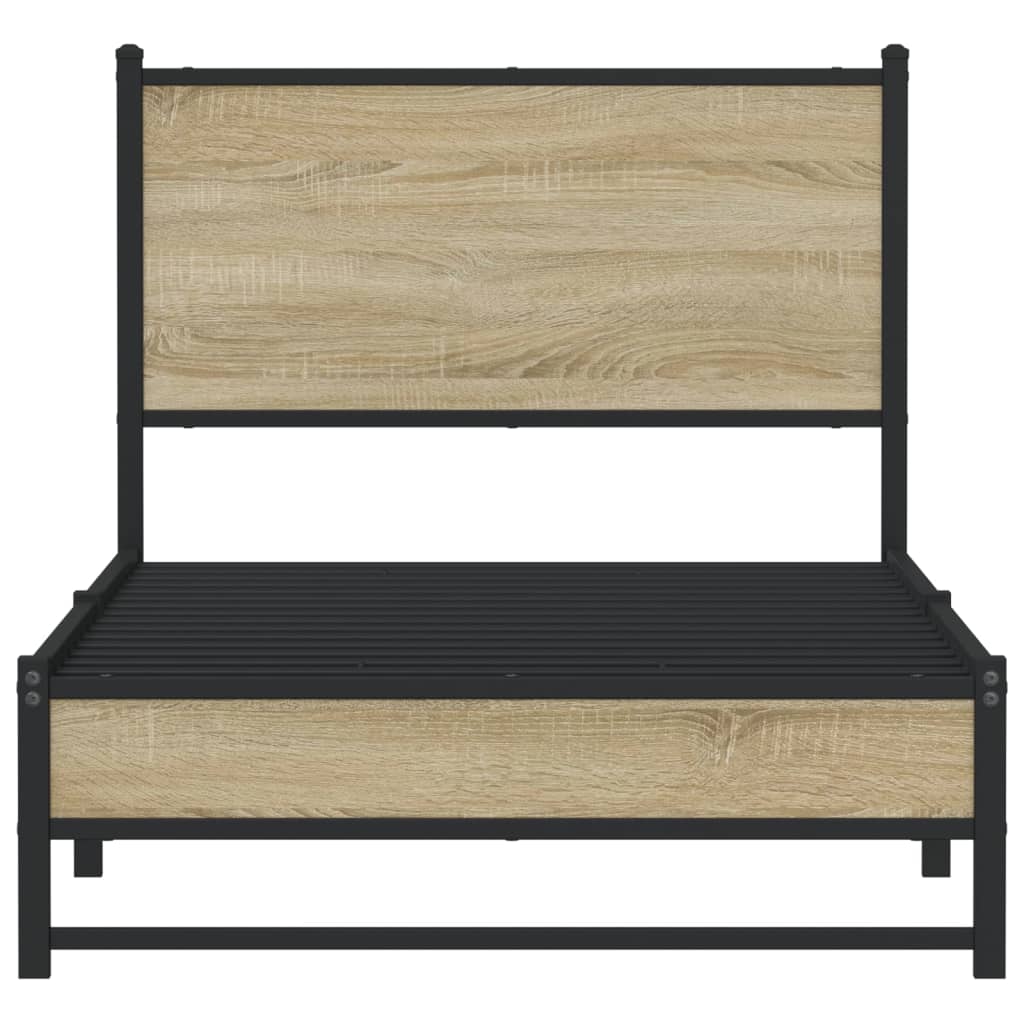Metal Bed Frame without Mattress Sonoma Oak 90x200 cm