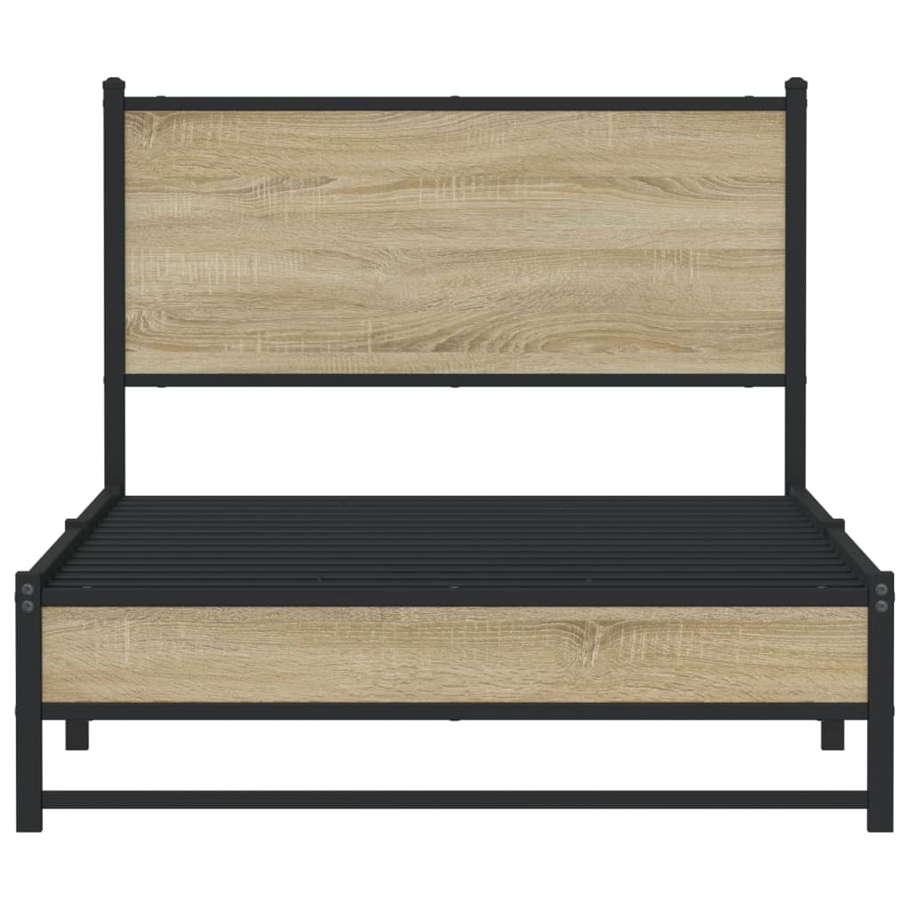 Metal Bed Frame without Mattress Sonoma Oak 100x190 cm
