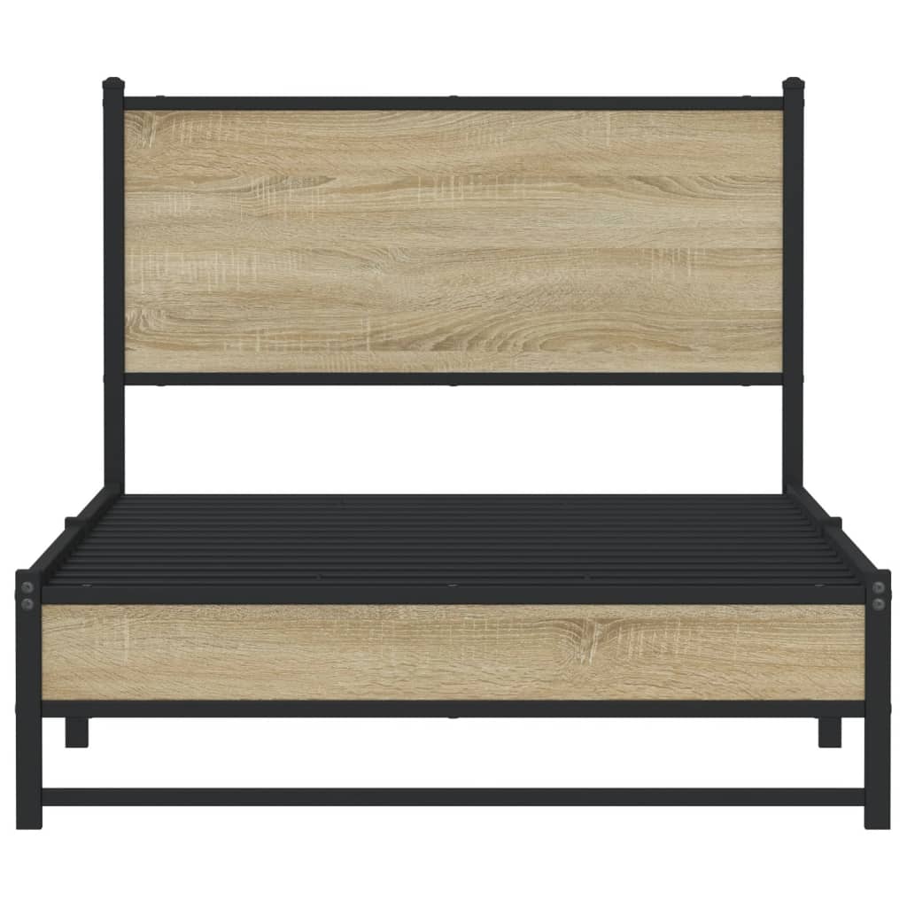 Metal Bed Frame without Mattress Sonoma Oak 100x200 cm
