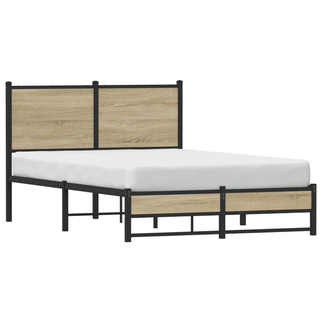Metal Bed Frame without Mattress Sonoma Oak 120x190 cm Small Double
