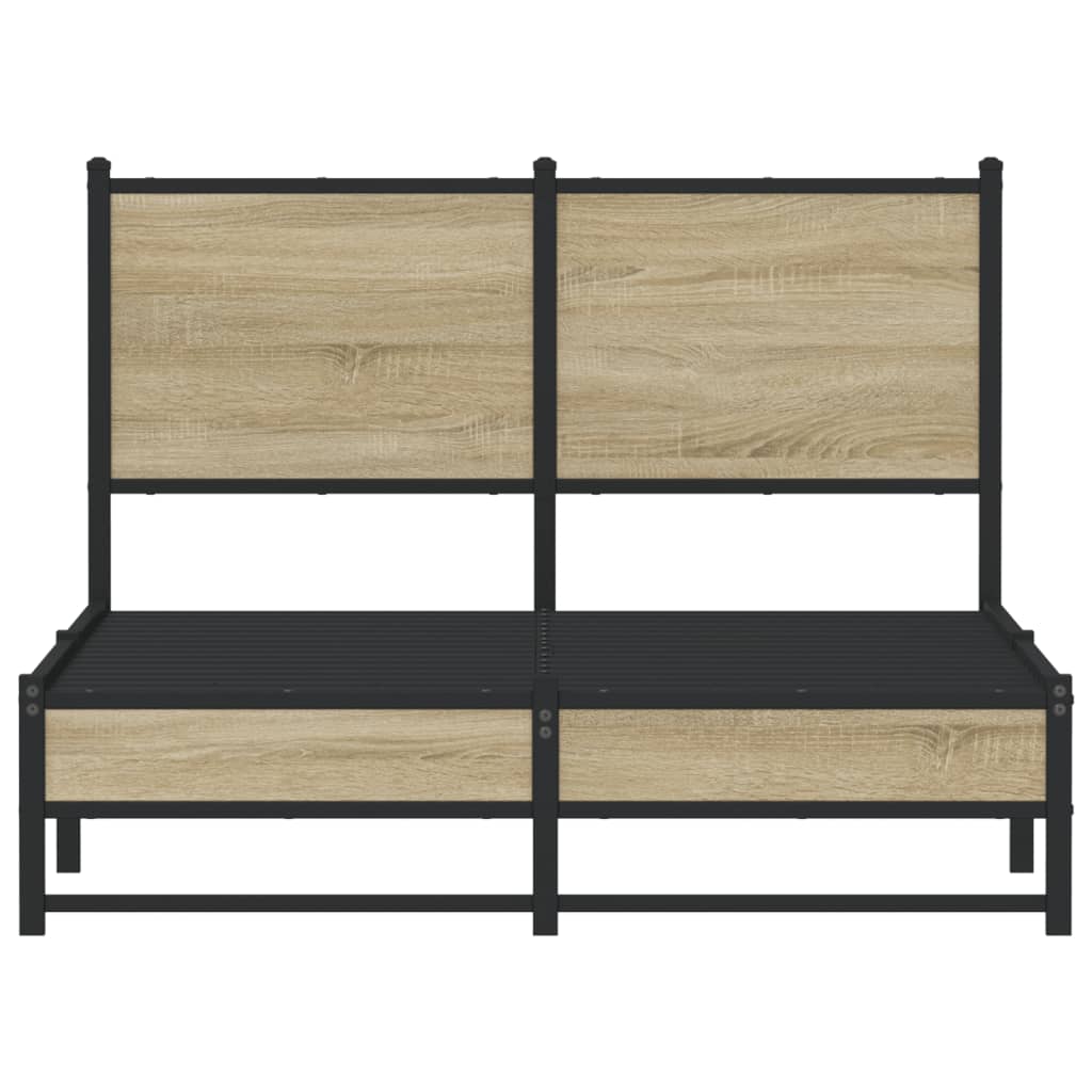 Metal Bed Frame without Mattress Sonoma Oak 120x190 cm Small Double