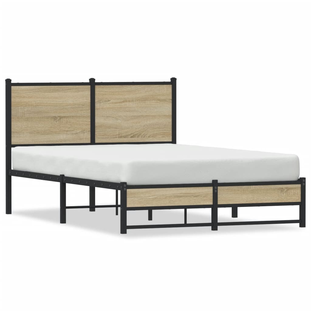 Metal Bed Frame without Mattress Sonoma Oak 120x200 cm