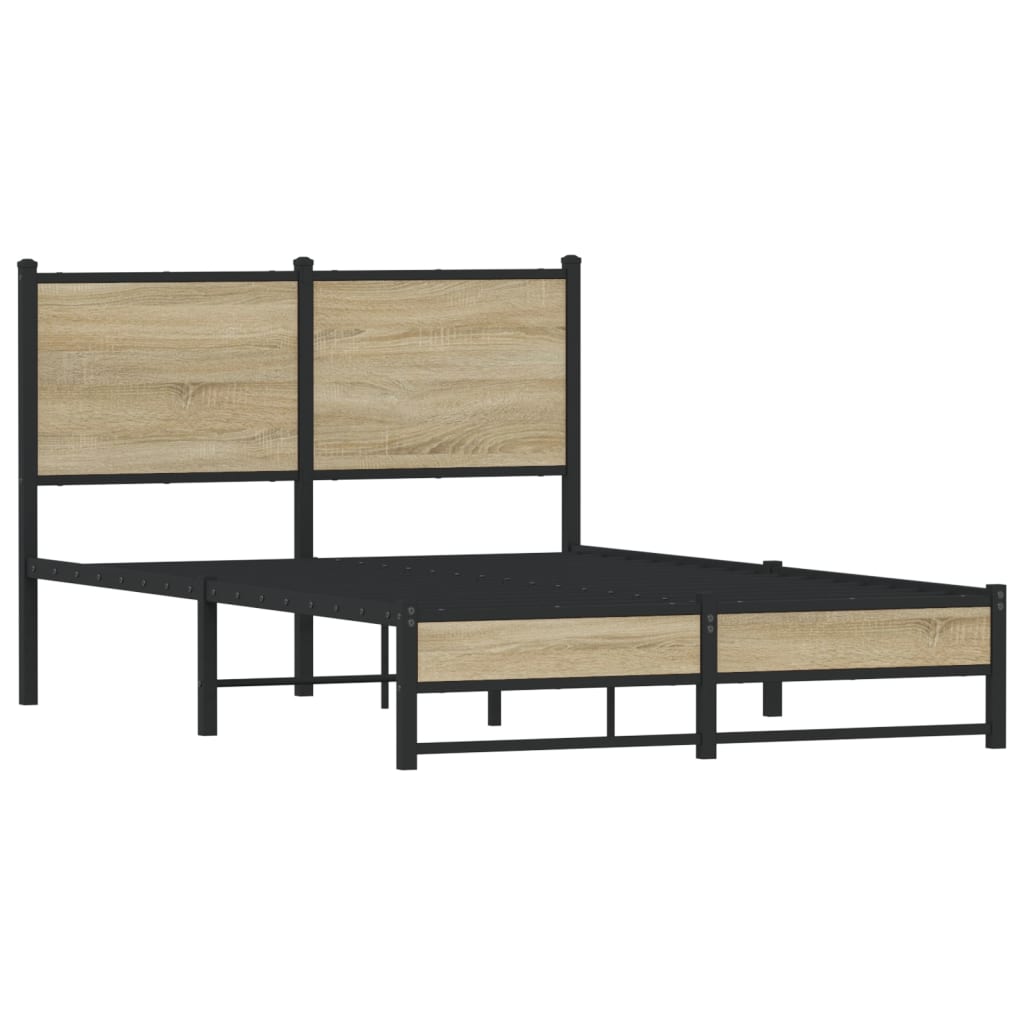 Metal Bed Frame without Mattress Sonoma Oak 120x200 cm