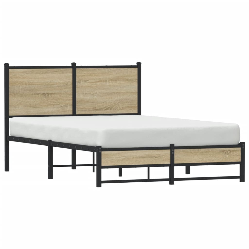 Metal Bed Frame without Mattress Sonoma Oak 120x200 cm