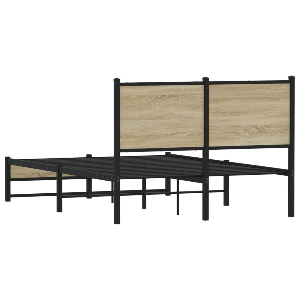 Metal Bed Frame without Mattress Sonoma Oak 120x200 cm