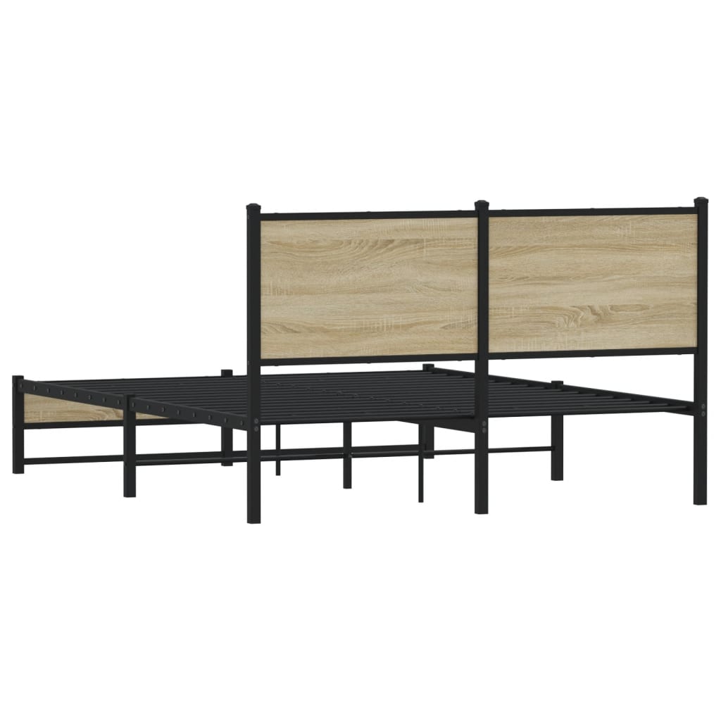 Metal Bed Frame without Mattress Sonoma Oak 137x190 cm
