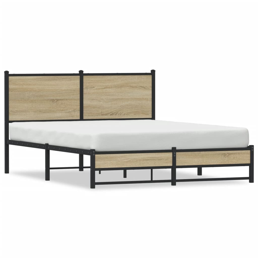 Metal Bed Frame without Mattress Sonoma Oak 140x190 cm