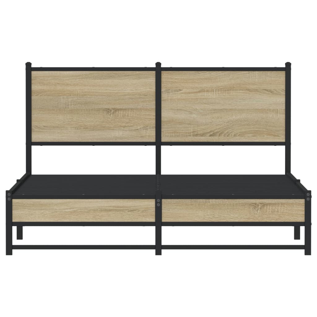 Metal Bed Frame without Mattress Sonoma Oak 140x190 cm