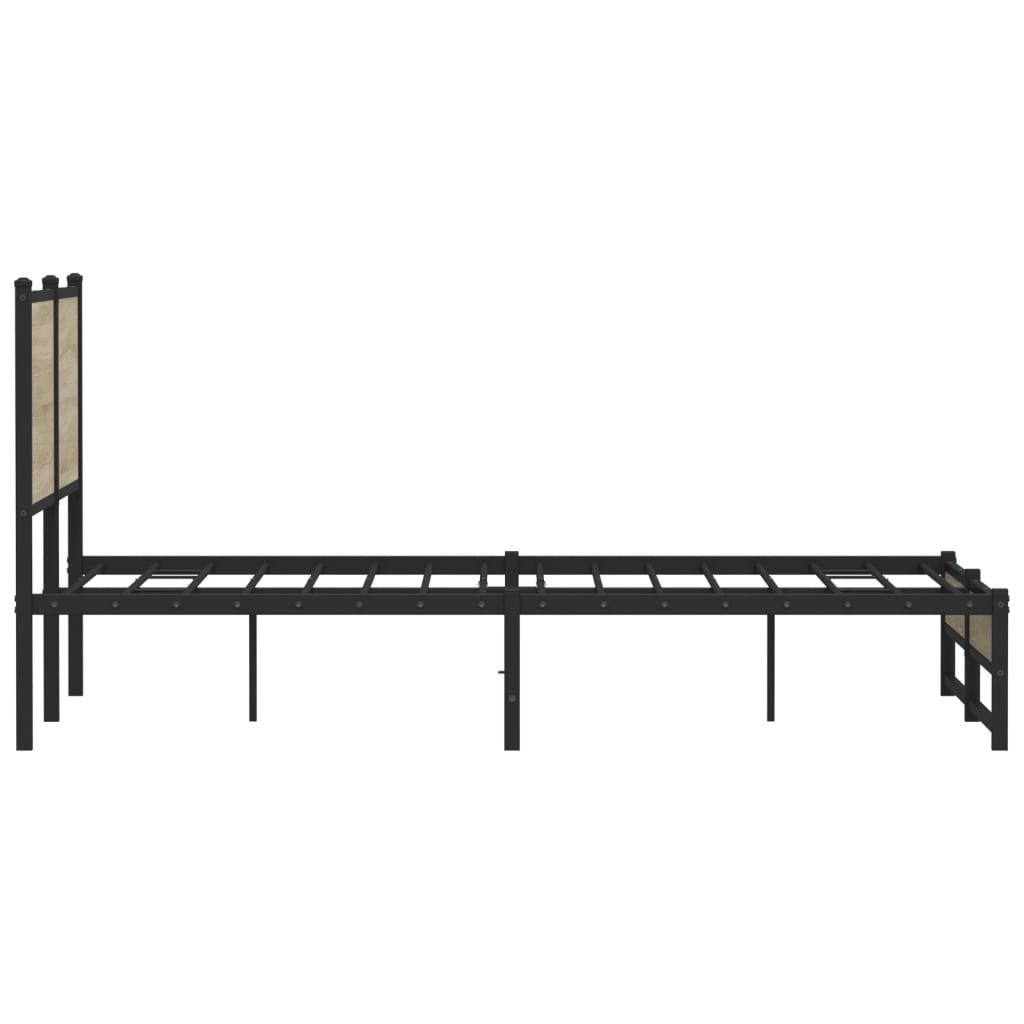 Metal Bed Frame without Mattress Sonoma Oak 140x190 cm