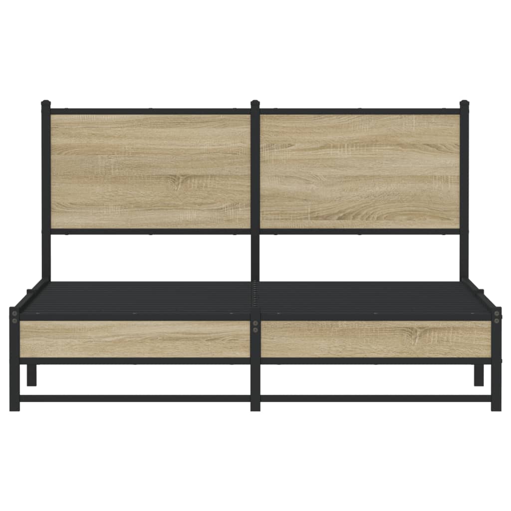 Metal Bed Frame without Mattress Sonoma Oak 140x200 cm